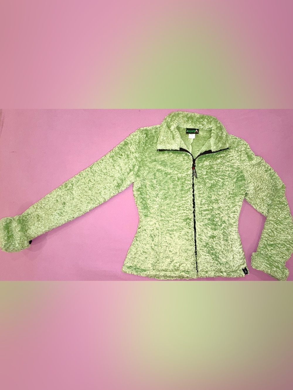 Vintage Women’s Avalanche Polartec Fuzzy Deep Pile Full Zip Fleece Jacket Grn SM